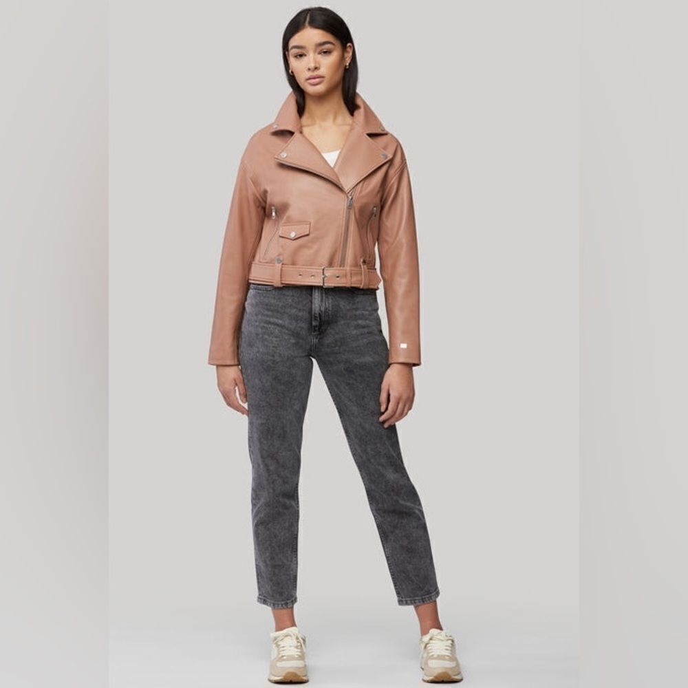 NWOT Anthropologie BLANKNYC Belted Faux Leather Crop Moto Jacket - Picture 2 of 7